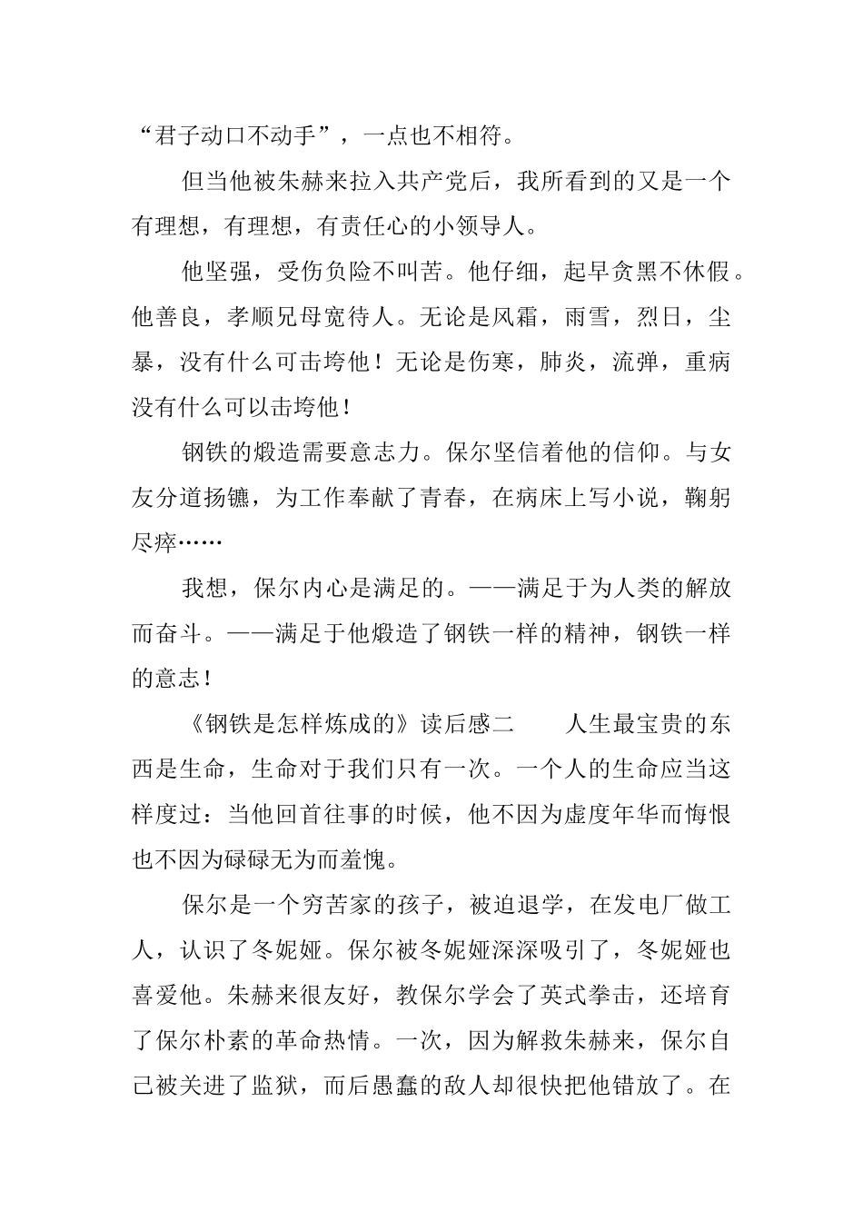 《钢铁是怎样炼成的》读后感四篇_第2页
