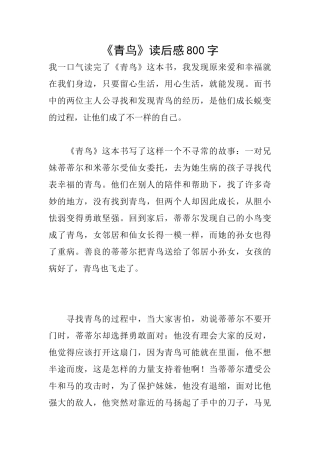 《青鸟》读后感800字