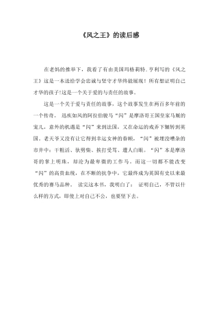 《风之王》的读后感