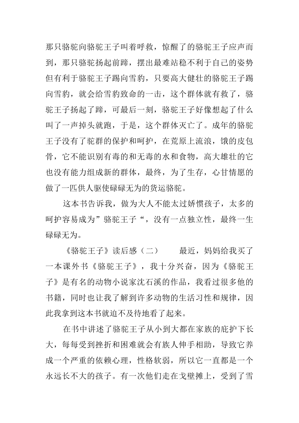 《骆驼王子》读后感范文5篇_第2页