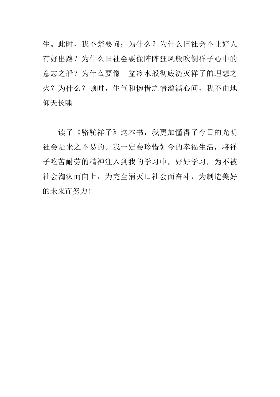 《骆驼祥子》读后感650字_第2页