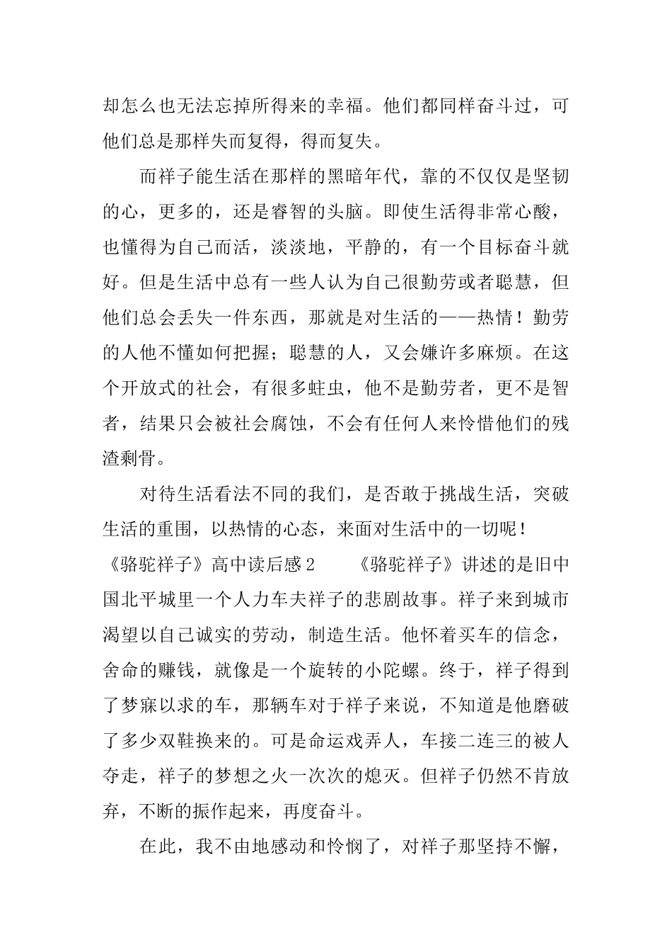 《骆驼祥子》高中读后感_第2页