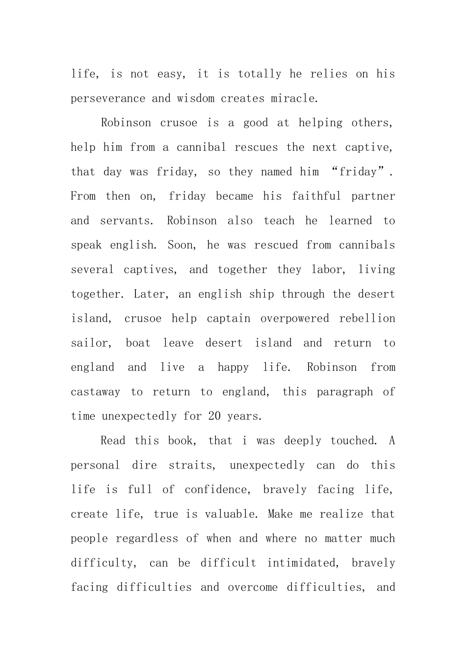《鲁滨逊漂流记》英文的读后感_第3页