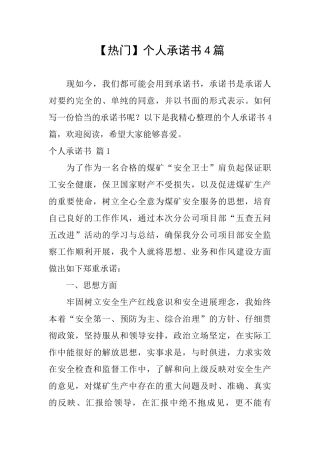 【热门】个人承诺书4篇