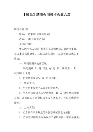 【精品】聘用合同模板合集六篇