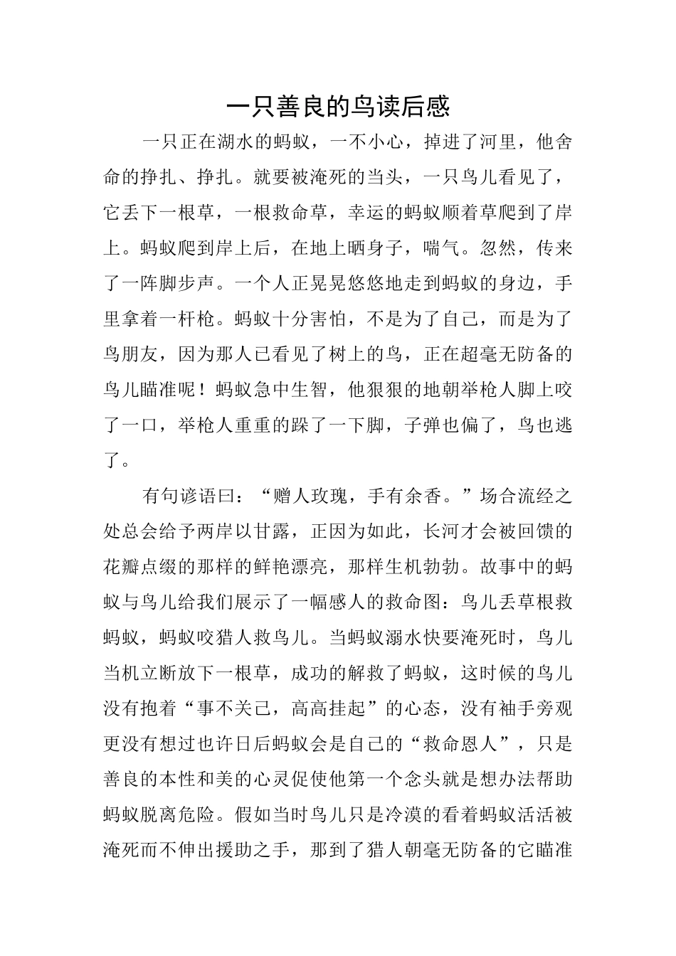 一只善良的鸟读后感_第1页