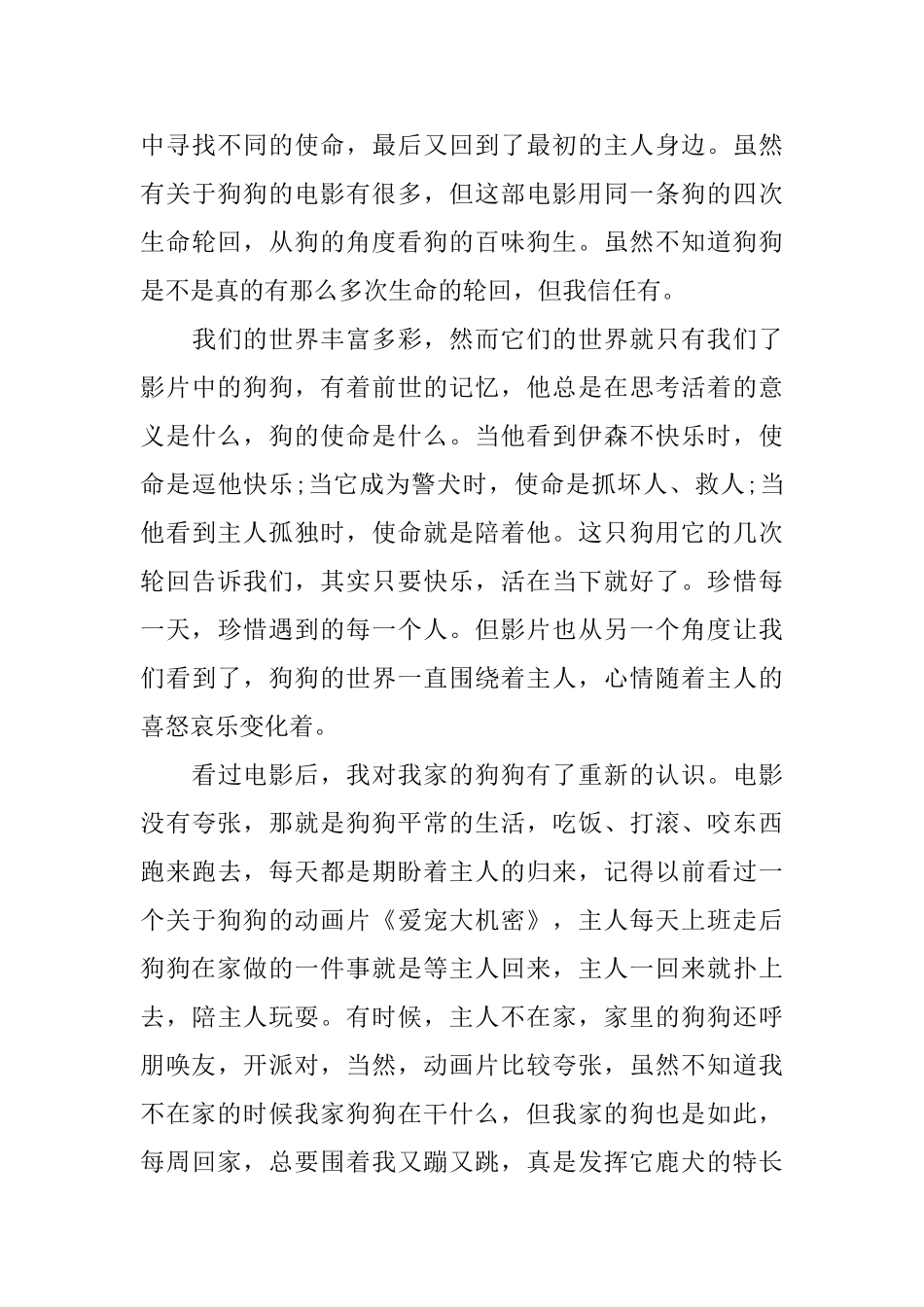 一条狗的回家路观后感日记大全_第3页