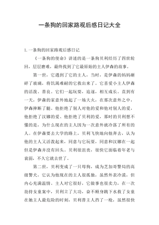一条狗的回家路观后感日记大全