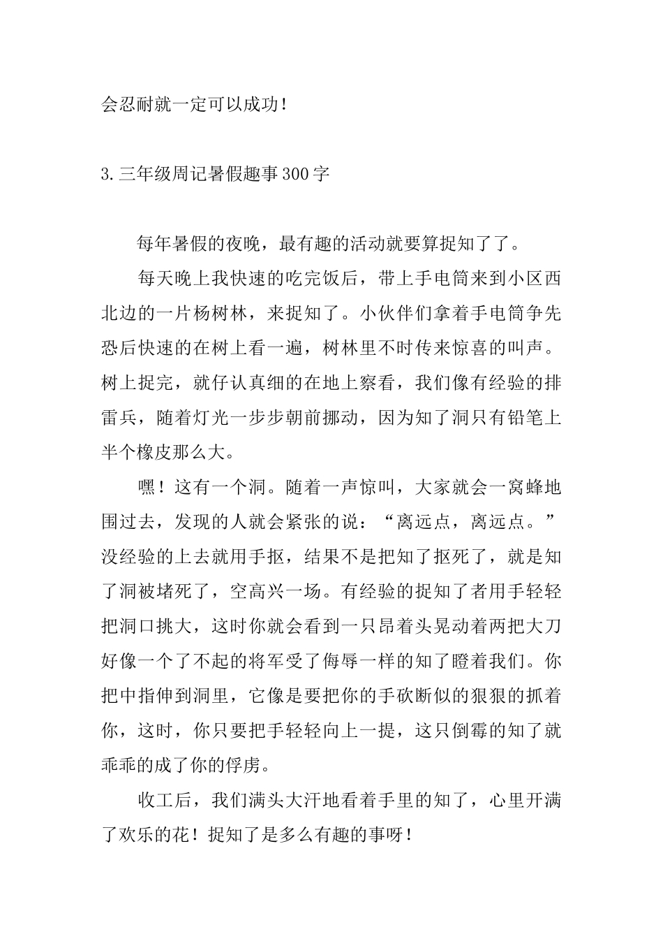 三年级周记暑假趣事300字6篇_第3页