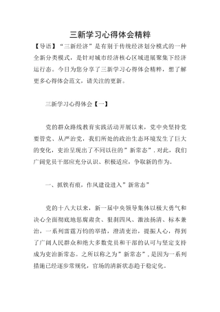 三新学习心得体会精粹