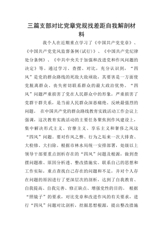 三篇支部对照党章党规找差距自我解剖材料