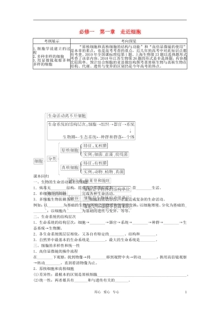【非常讲练测】2012高三生物一轮复习 走近细胞精品学案 新人教版