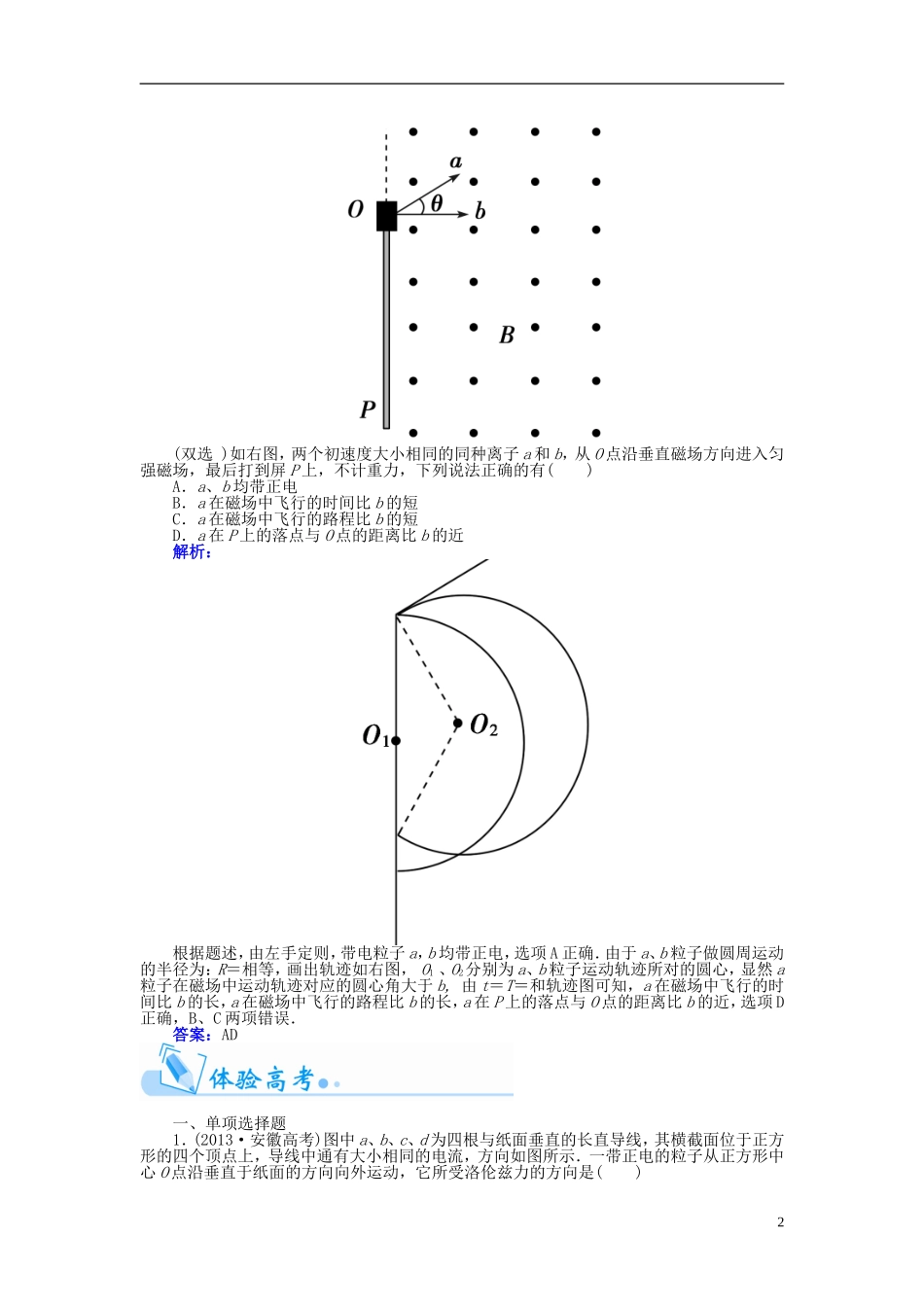 【金版学案】（广东版）2015届高考物理总复习（知能要求+课前自修+随堂训练）第九章 磁场章末知识整合_第2页
