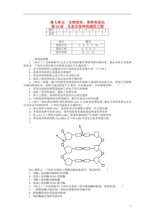 【金版新学案】2014高考生物总复习 第七单元 第24讲从杂交育种到基因工程拔高课时精练（含解析） 新人教版必修2