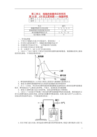 【金版新学案】2014高考生物总复习 第三单元 第10讲ATP的主要来源 细胞呼吸拔高课时精练（含解析） 新人教版必修1
