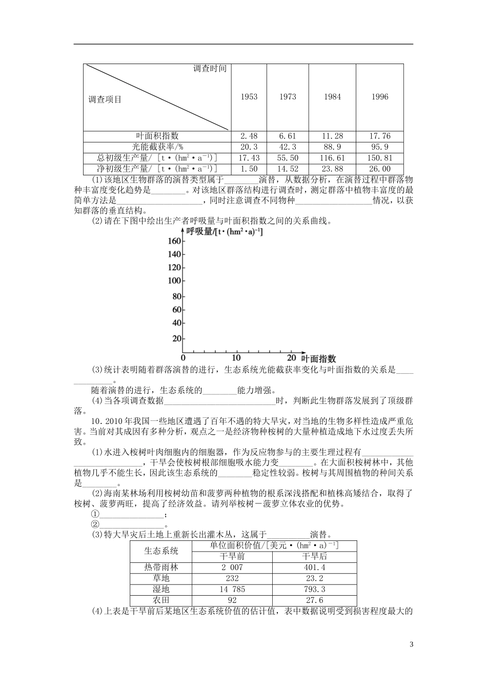 【金版新学案】2014高考生物总复习 第十单元 第32讲群落的结构和演替拔高课时精练（含解析） 新人教版必修3_第3页