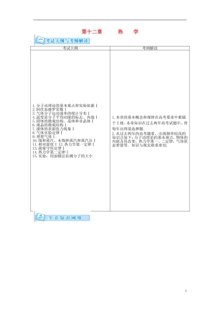 【金版学案】（广东版）2015届高考物理总复习（知能要求+课前自修+随堂训练）第十二章第1课 热学