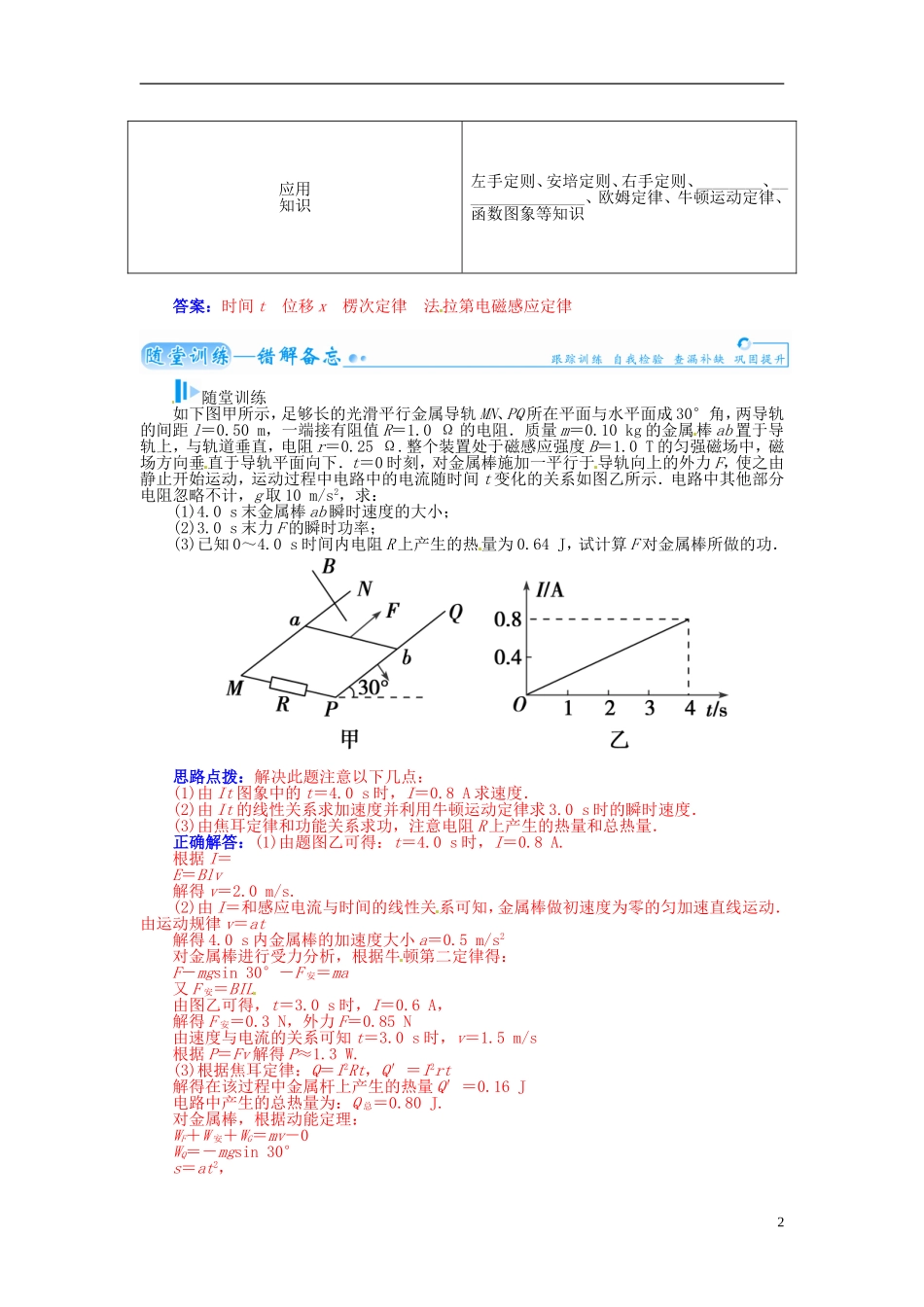 【金版学案】（广东版）2015届高考物理总复习（知能要求+课前自修+随堂训练）第十章第3课 电磁感应与电路的综合_第2页