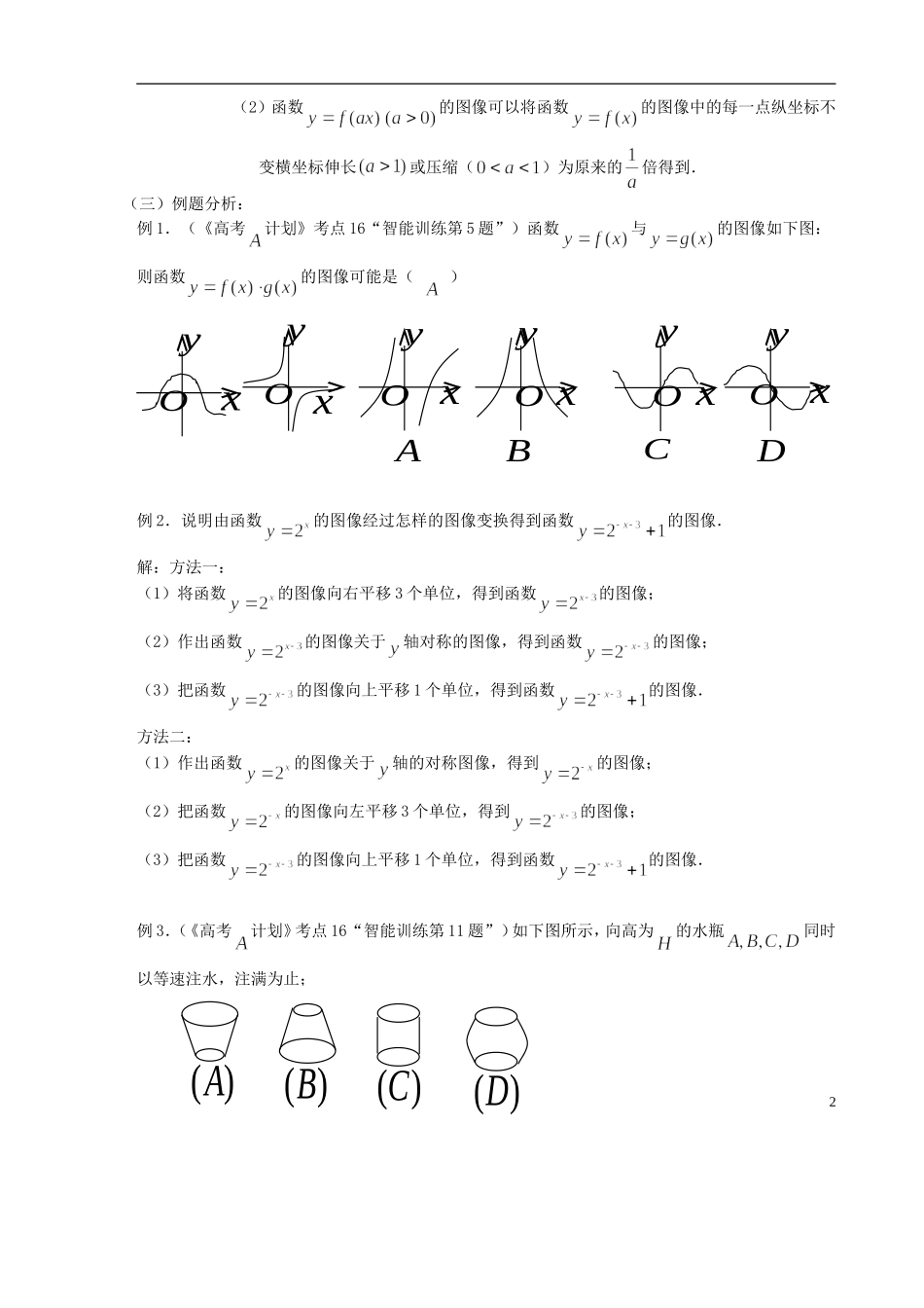 【高考A计划】2014高考数学第一轮复习 第16课时 函数的图象学案 新人教A版_第2页
