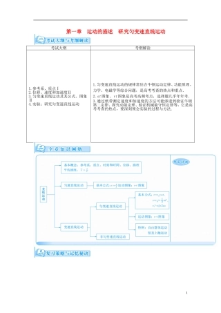 【金版学案】（广东版）2015届高考物理总复习（知能要求+课前自修+随堂训练）第一章第1课 运动的描述 研究匀变速直线运动