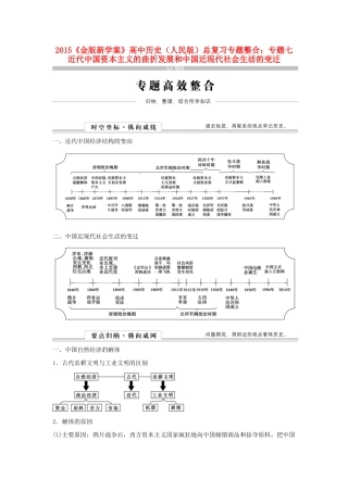 【金版新学案】2015高考历史总复习 近代中国资本主义的曲折发展和中国近现代社会生活的变迁专题整合 人民版
