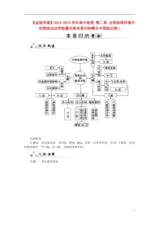 【金版学案】2014-2015学年高中地理 第二章 自然地理环境中的物质运动和能量交换本章归纳整合中图版必修1