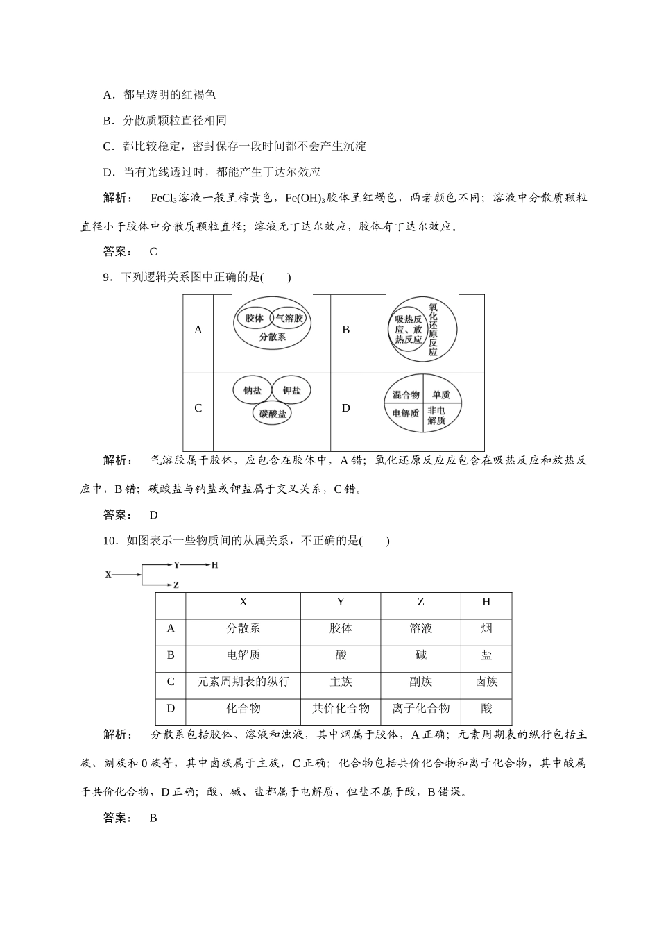 【金版新学案】2015届高考化学总复习 1.3物质的分类作业 苏教版_第3页