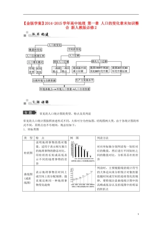 【金版学案】2014-2015学年高中地理 第一章 人口的变化章末知识整合 新人教版必修2