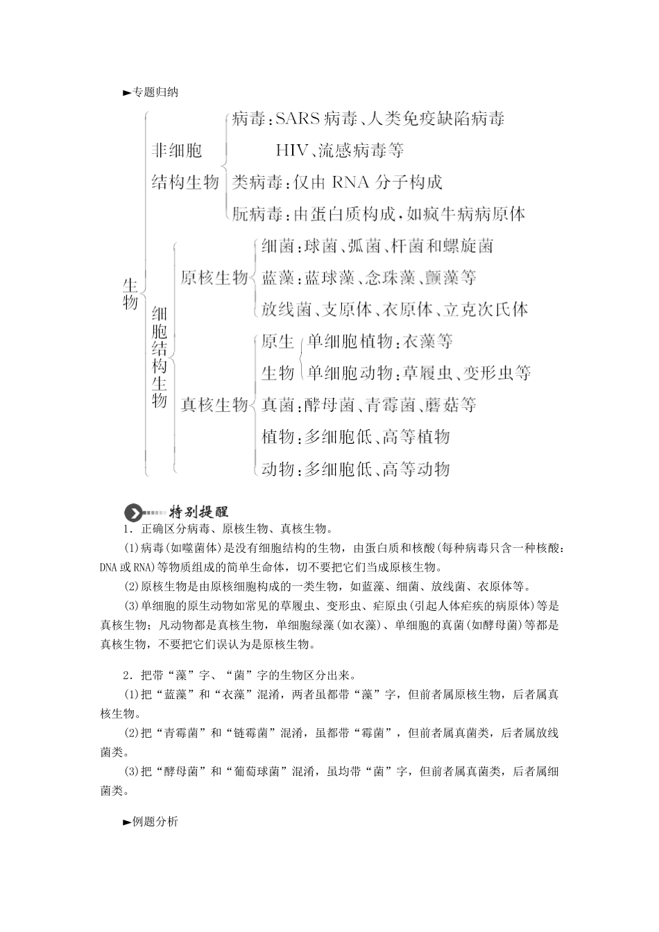 【金版学案】2014-2015学年高中生物 第1章 走近细胞章末知识整合 新人教版必修1_第3页