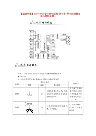 【金版学案】2014-2015学年高中生物 第6章 章末知识整合 新人教版必修1