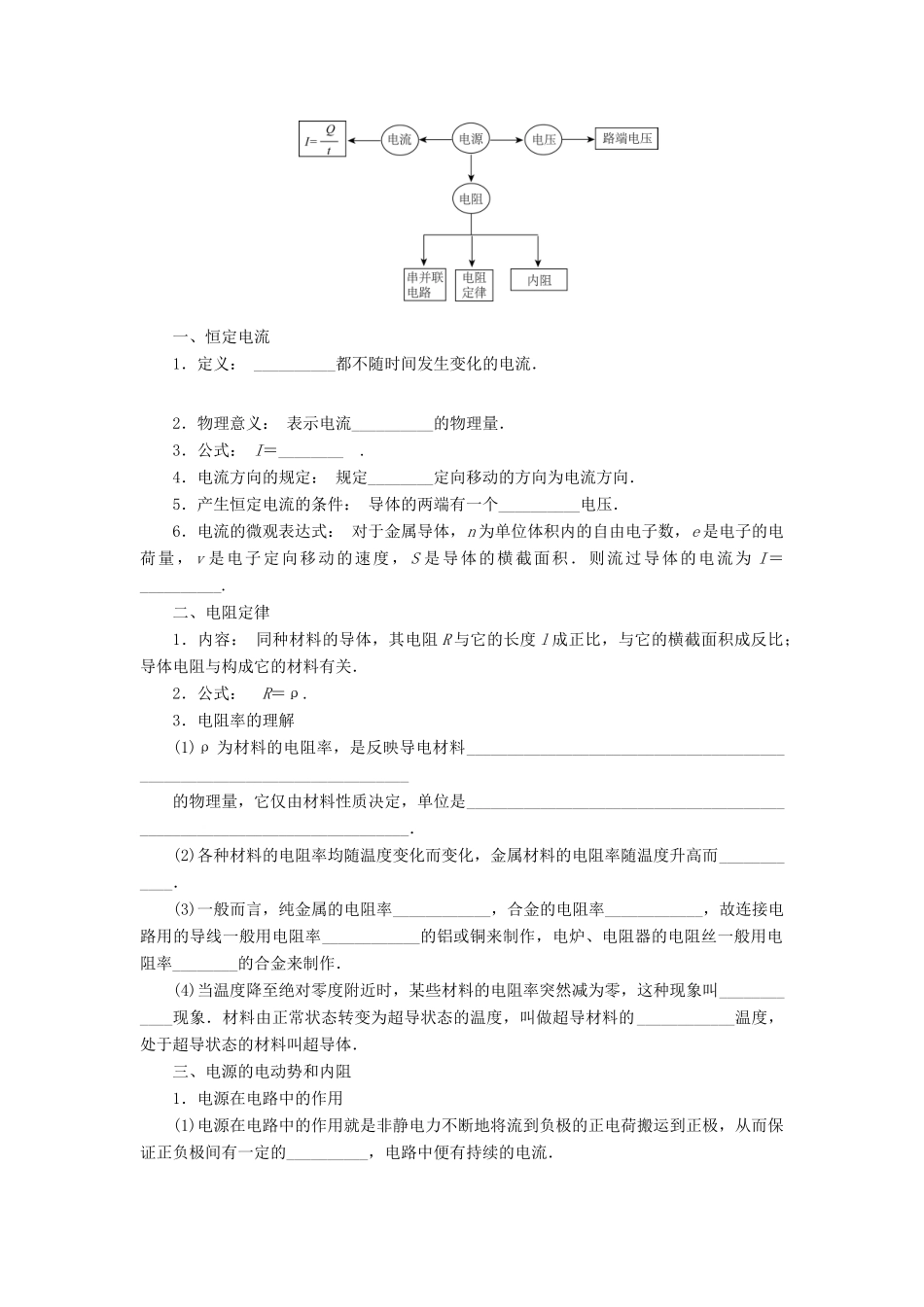 【高考零距离】（江苏专用）2014高考物理一轮总复习 第二章 第27讲 电流、电源的电动势和内阻 电阻定律教案 新人教版选修3-1_第3页