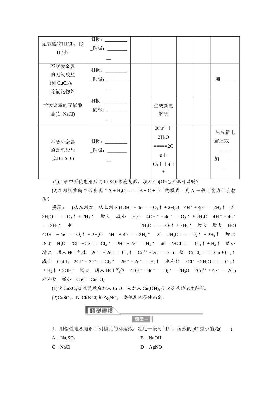 【金版新学案】2015届高考化学总复习讲义 专题五第三单元 电解池 金属的腐蚀与防护教案 苏教版_第2页