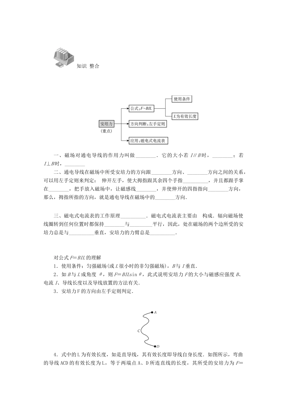 【高考零距离】（江苏专用）2014高考物理一轮总复习 第三章 第34讲 磁场对通电导线的作用力 安培力教案 新人教版选修3-1_第3页