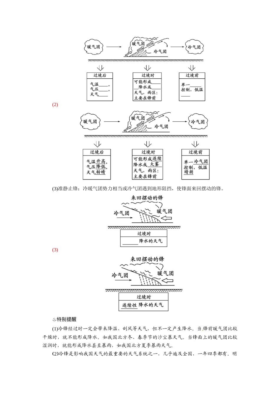 【金版学案】2015届高考地理总复习（基础自主梳理+随堂巩固落实）常见天气系统学案（含解析）_第2页