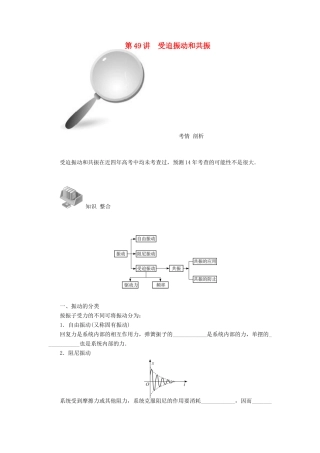 【高考零距离】（江苏专用）2014高考物理一轮总复习 第十一章 第49讲 受迫振动和共振教案 新人教版选修3-4