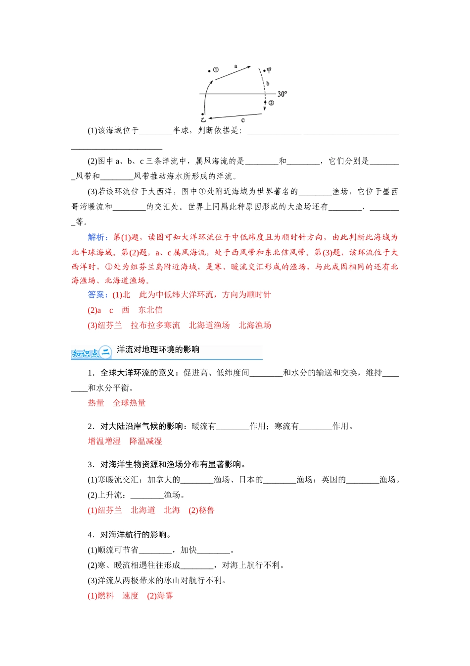 【金版学案】2015届高考地理总复习（基础自主梳理+随堂巩固落实）大规模的海水运动学案（含解析）_第2页