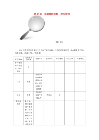 【高考零距离】（江苏专用）2014高考物理一轮总复习 第四章 第36讲 电磁感应现象 楞次定律教案 新人教版选修3-2