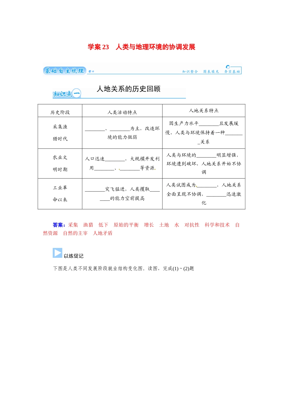 【金版学案】2015届高考地理总复习（基础自主梳理+随堂巩固落实）人类与地理环境的协调发展学案（含解析）_第1页