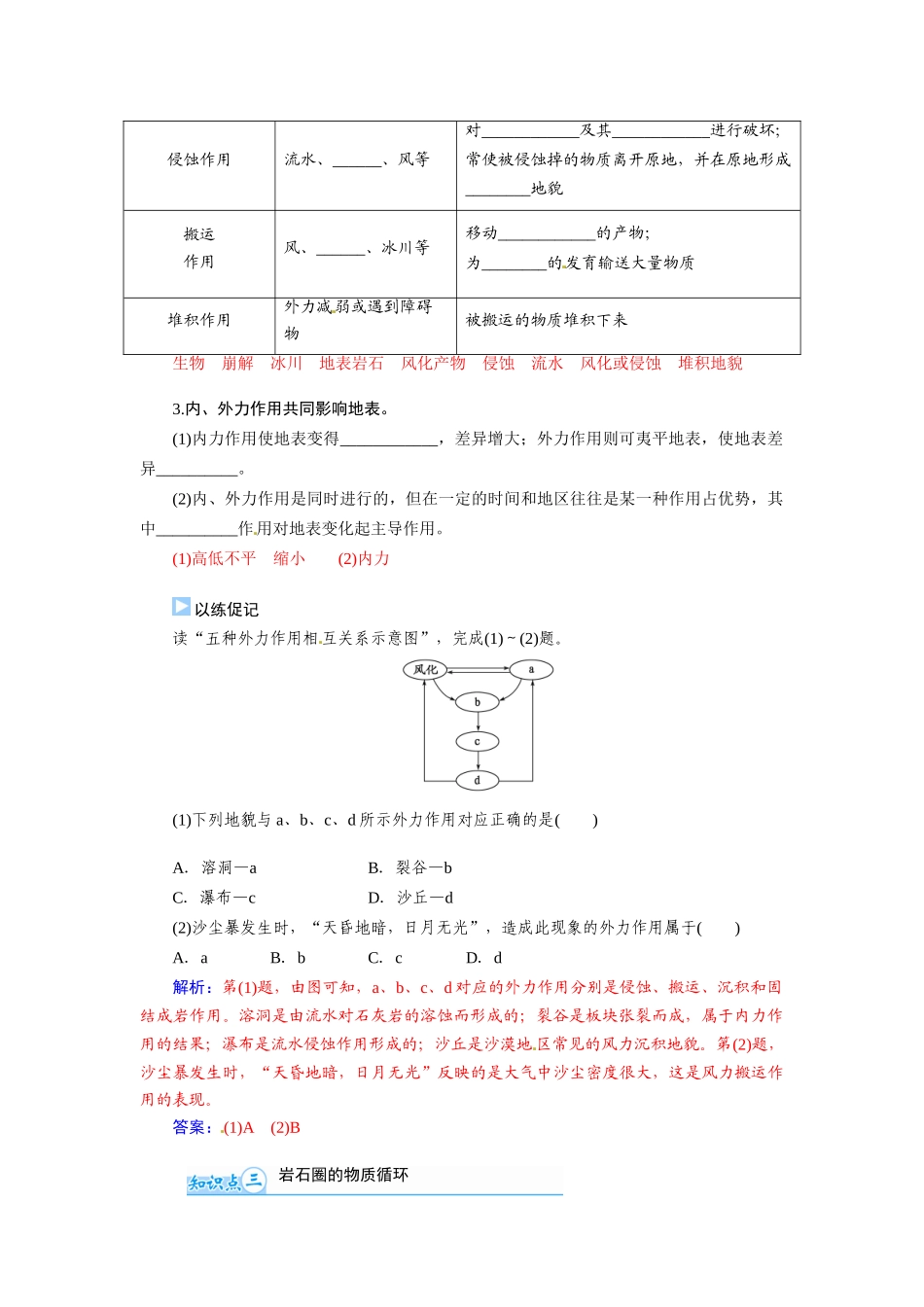 【金版学案】2015届高考地理总复习（基础自主梳理+随堂巩固落实）营造地表形态的力量学案（含解析）_第2页