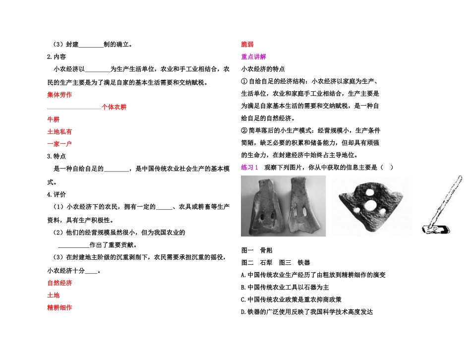【高效课堂】2011年高考历史 各个击破针对性学案 发达的古代农业和手工业的进步总复习 新人教版_第3页