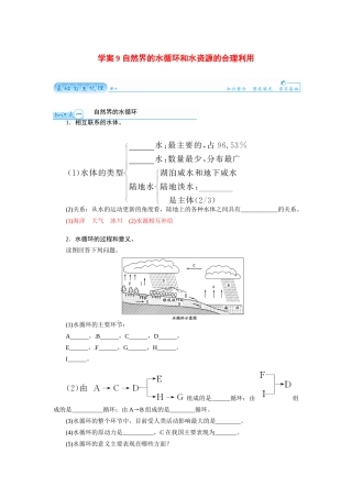 【金版学案】2015届高考地理总复习（基础自主梳理+随堂巩固落实）自然界的水循环和水资源的合理利用学案（含解析）