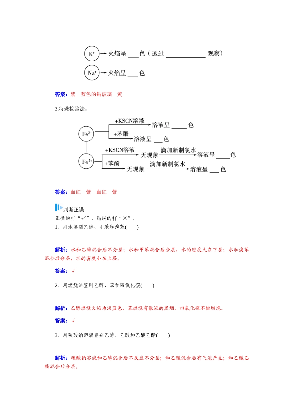 【金版学案】2015届高考化学总复习 第八章 第二节物质的检验学案_第2页
