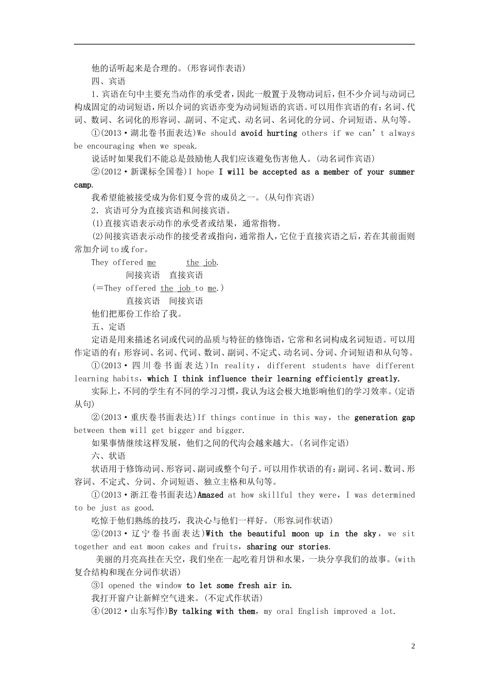 【金版新学案】2015届高考英语大一轮复习讲义 写作序列升级 如何正确理解简单句的八大成分_第2页