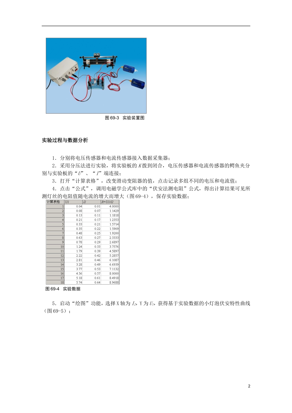 上海市2014高考物理一轮复习 实验六十九 描绘小灯泡的伏安特性曲线导学案_第2页