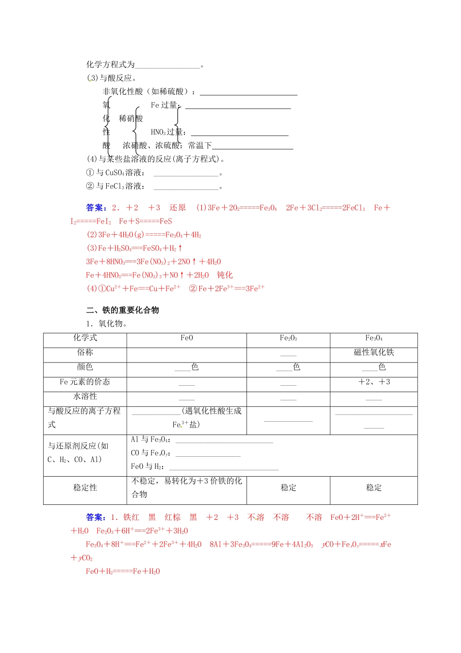 【金版学案】2015届高考化学总复习 第二章 第三节铁及其重要化合物学案_第2页