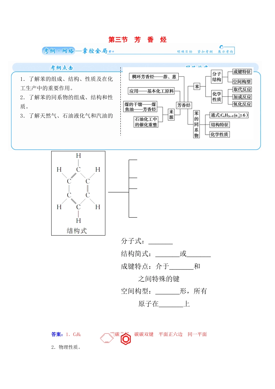 【金版学案】2015届高考化学总复习 第九章 第三节芳香烃学案_第1页