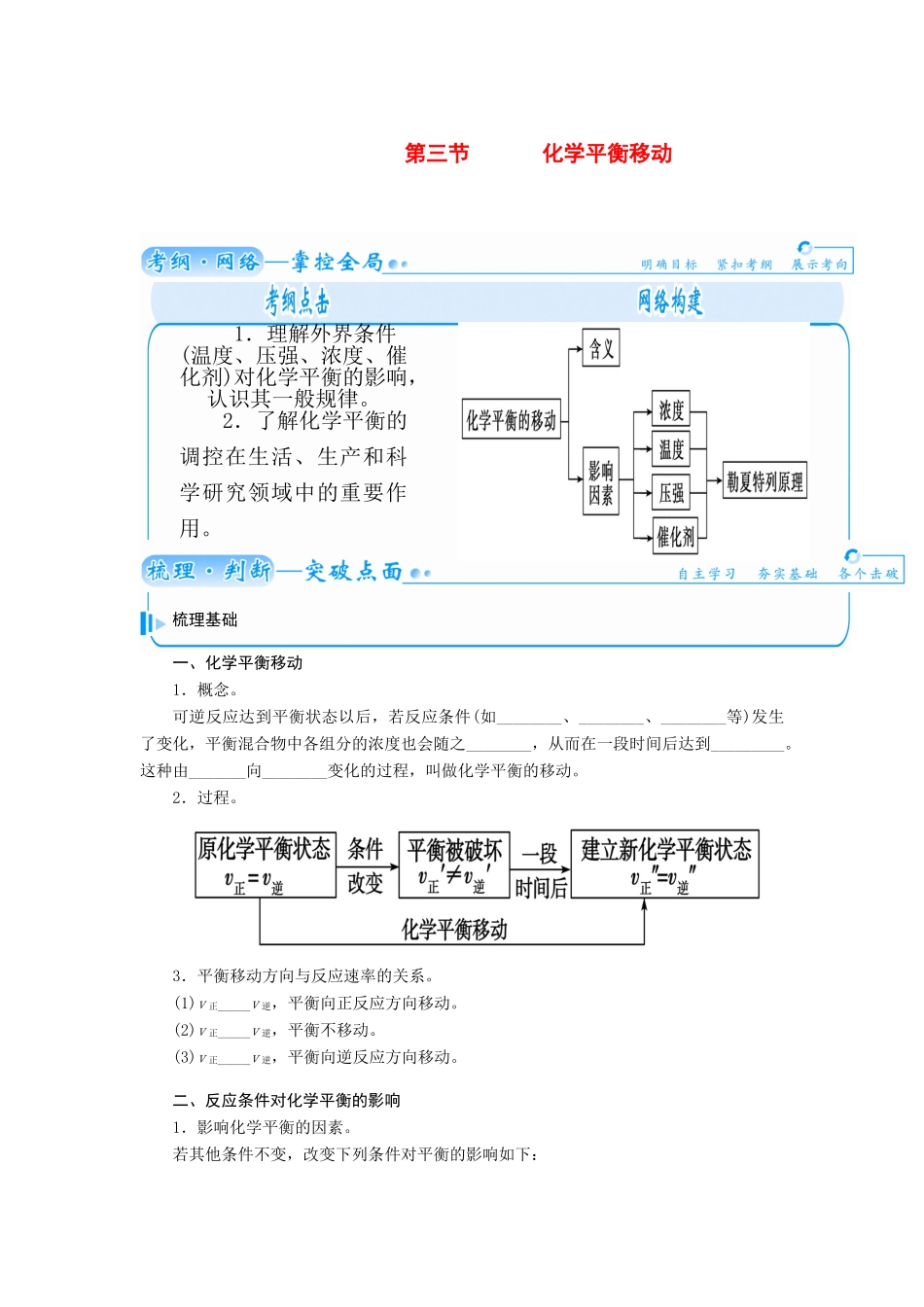 【金版学案】2015届高考化学总复习 第六章 第三节化学平衡移动学案_第1页