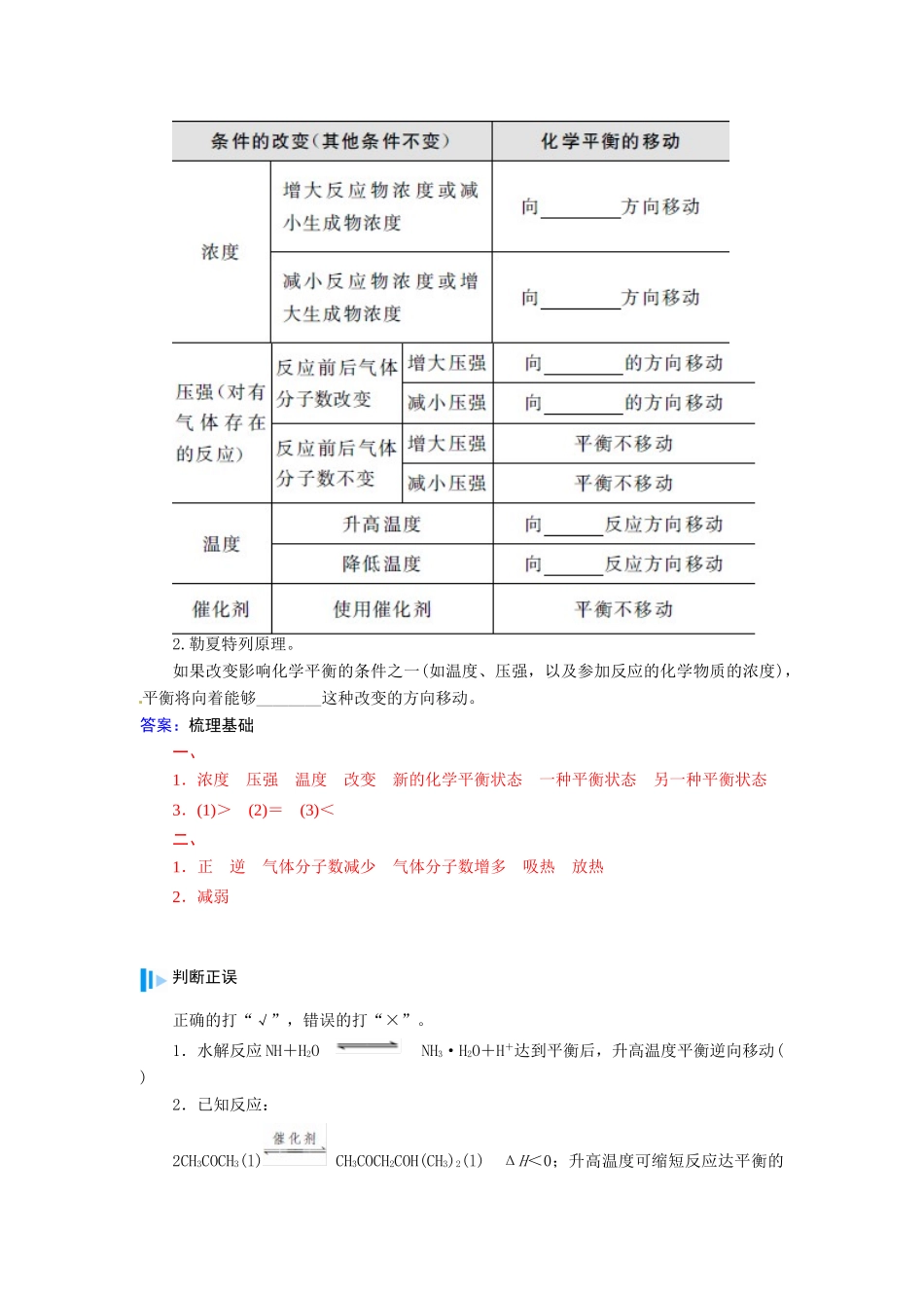 【金版学案】2015届高考化学总复习 第六章 第三节化学平衡移动学案_第2页