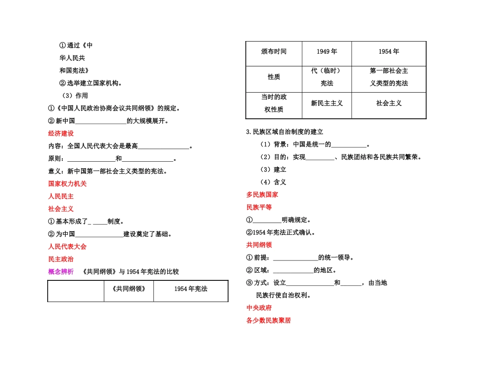 【高效课堂】2011年高考历史 各个击破针对性学案 现代中国的政治建设总复习 新人教版_第2页