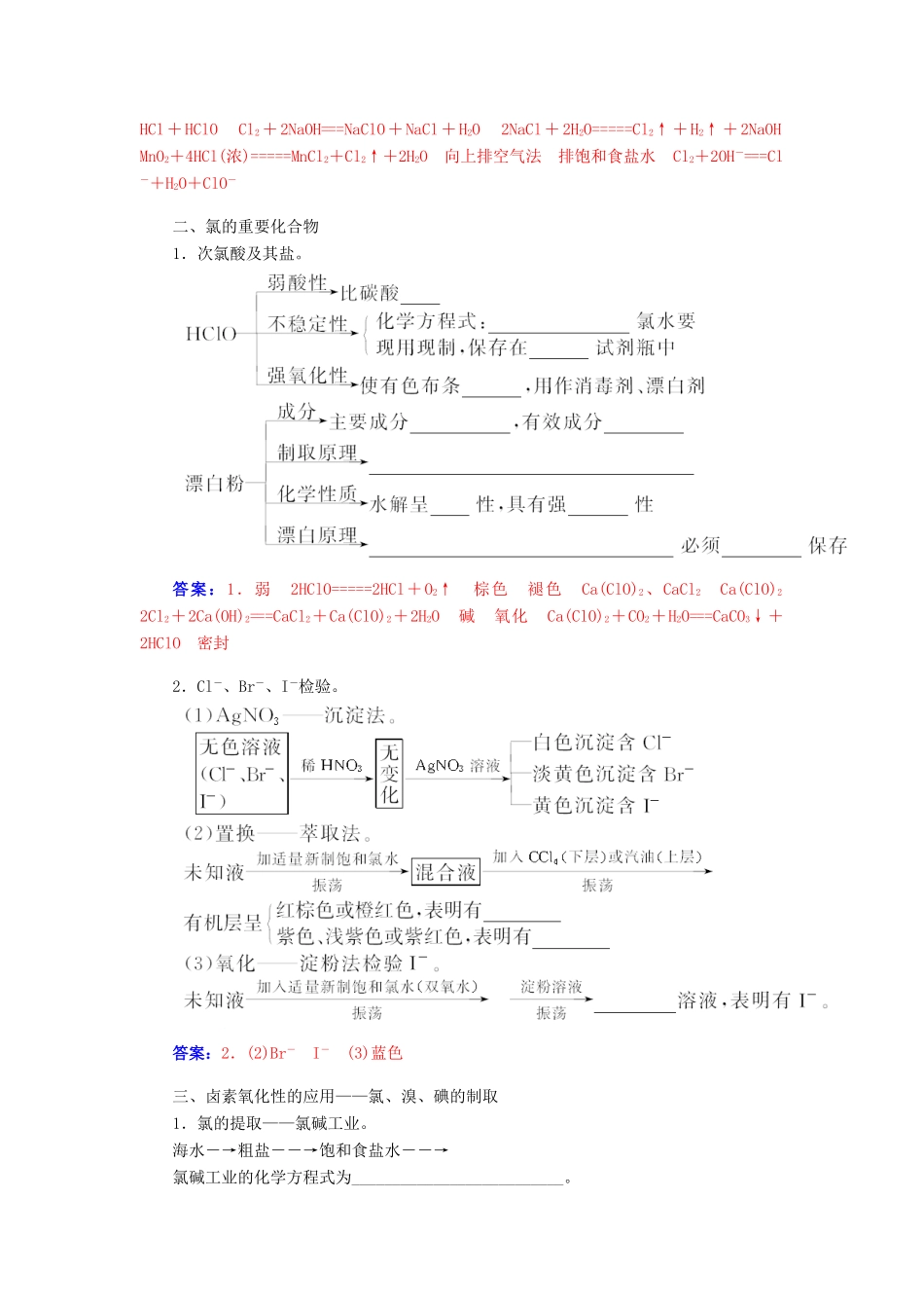 【金版学案】2015届高考化学总复习 第三章 第一节氯及其化合物学案_第3页